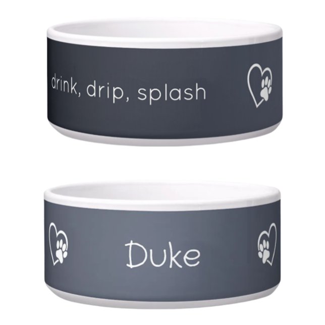 Personalized Dog Name Bowl Grey drink drip splash (Creator Uploaded)