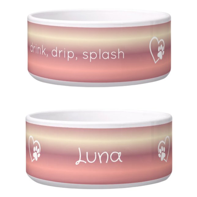 Personalized Dog Name Bowl Peach drink drip splash (Creator Uploaded)