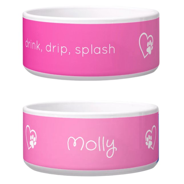 Personalized Dog Name Bowl Pink drink drip splash (Creator Uploaded)