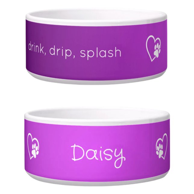 Personalized Dog Name Bowl Purple 'drink drip' (Creator Uploaded)