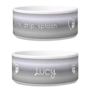 Personalized Dog Name Bowl Silver drink drip 