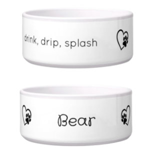 Personalized Dog Name Bowl White drink drip splash