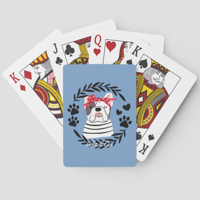 Personalized Dog Name Bulldog Playing Cards (Back)