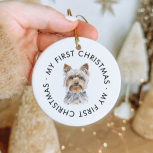 Personalized Dog Name Yorkie My First Christmas Ceramic Ornament