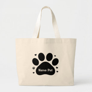 Personalized Dog Paw Custom Pet Name Carry-All Large Tote Bag