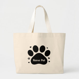 Personalized Dog Paw Custom Pet Name Carry-All Large Tote Bag