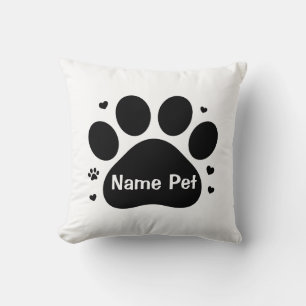 Personalized Dog Paw Custom Pet Name Home Decor Throw Pillow