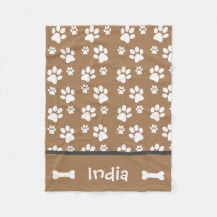 Personalized Dog Paw Print Blanket Add Dog Name 