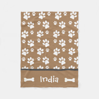 Personalized Dog Paw Print Blanket Add Dog Name 