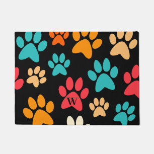 Personalized Dog Paw Print Monogram Dog Lover Doormat