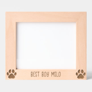 Personalized Dog Paw Print Silhouette Engraved  Etched Frames