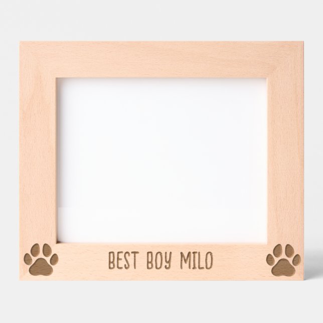 Personalized Dog Paw Print Silhouette Engraved  Etched Frames (Front)