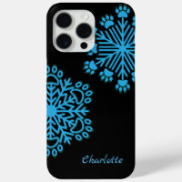 Personalized Dog Paw Snowflake Blue & Black