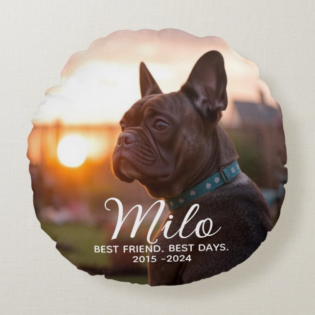 Personalized Dog Pet Memorial Round Pillow (Front)
