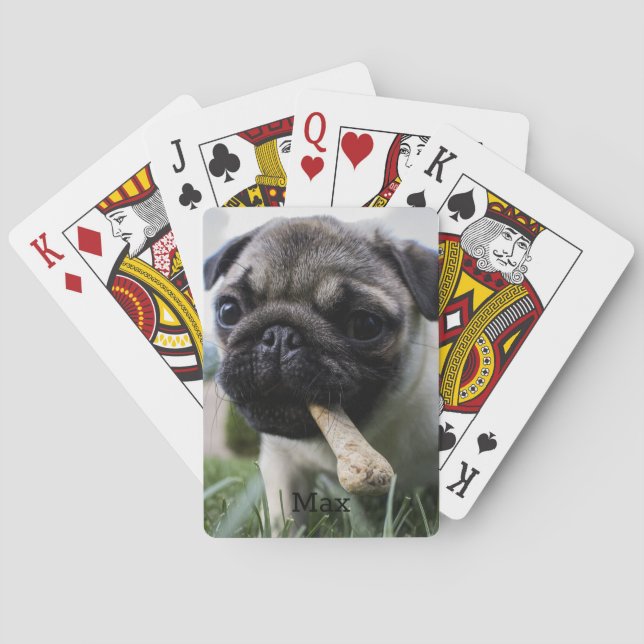 Personalized Dog Pet Photo and Name Dog Lover Playing Cards (Back)