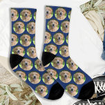 Personalized Dog Pet Photo Collage Blue  Socks<br><div class="desc">Introducing our adorable Dog Photo Socks, the ultimate novelty gift for every dog mom and dog dad! These modern and stylish socks are designed to celebrate the special bond between you and your furry friend. Whether you're treating yourself or surprising a loved one, these socks are a delightful way to...</div>