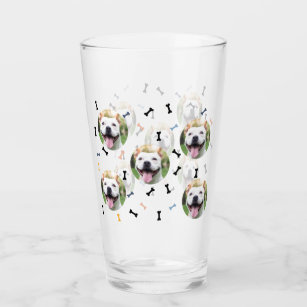 Personalized Dog Pet Photo Collage Glass Cup