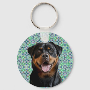 🐾Personalized Dog Pet Photo Green Mandala Pattern Keychain