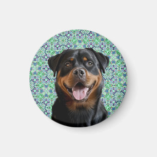 🐾Personalized Dog Pet Photo Green Mandala Pattern Magnet