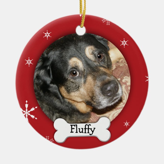 Personalized Dog/Pet Photo Holiday Ceramic Ornament (Front)