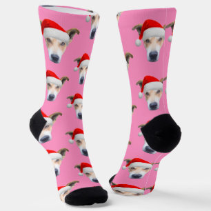 Personalized Dog Pet Photo Pink Socks