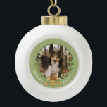 Personalized Dog Photo Ceramic Ball Christmas Ornament<br><div class="desc">Personalize your tree with this cute sheltie ornament. You can add your dog's photo,  name and the year.</div>