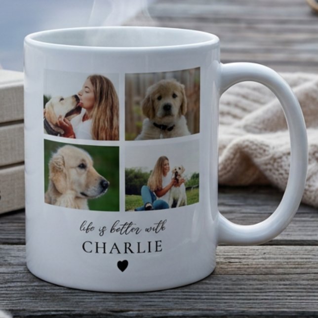 Personalized Dog Photo Collage Custom Pet Lover Coffee Mug (Creator Uploaded)