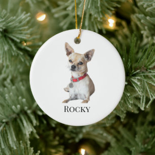Personalized Dog Photo Custom Pet Name Ceramic Ornament