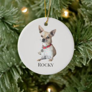 Personalized Dog Photo   Custom Pet Name  Ceramic Ornament