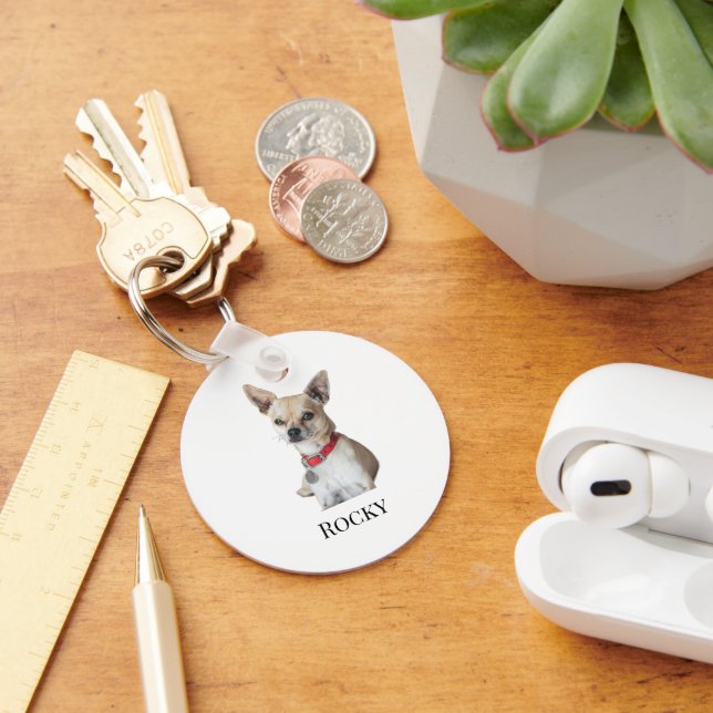 Personalized Dog Photo | Custom Pet Name  Keychain (Desk)