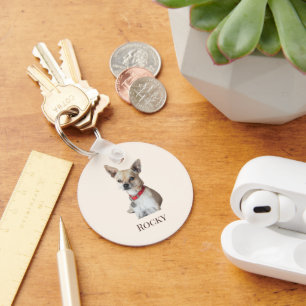 Personalized Dog Photo Custom Pet Name Keychain