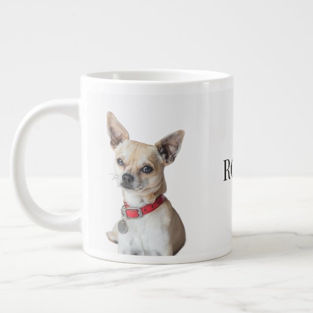 Personalized Dog Photo | Custom Pet Name  Large Coffee Mug (Left)