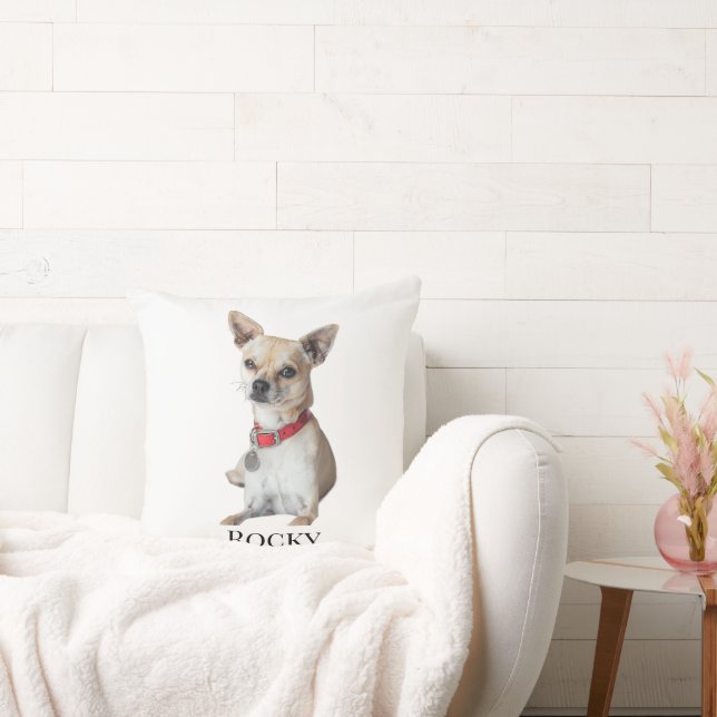 Personalized Dog Photo | Custom Pet Name  Throw Pillow (Couch)