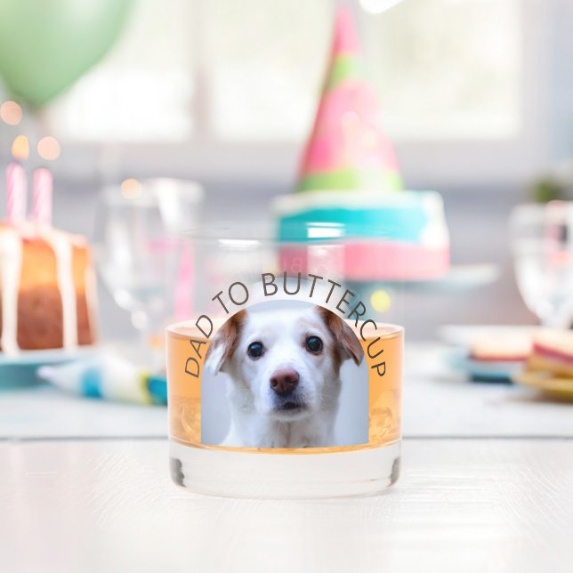 Personalized Dog Photo Dad to Pet Name Whiskey Glass (Insitu (Birthday))