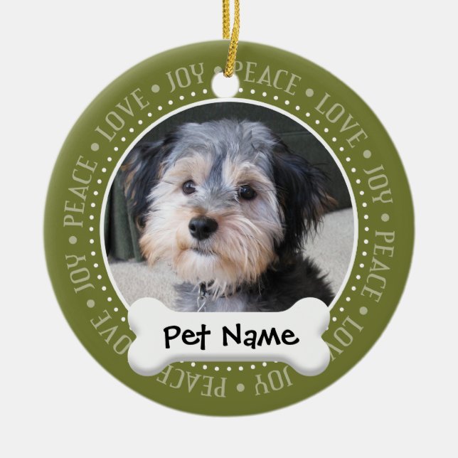 Personalized Dog Photo Frame - SINGLE-SIDED Ceramic Ornament (Front)