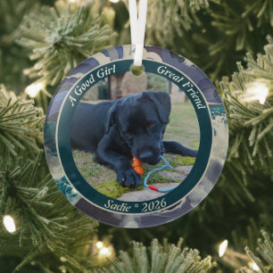 Personalized Dog Photo Glass Ornament