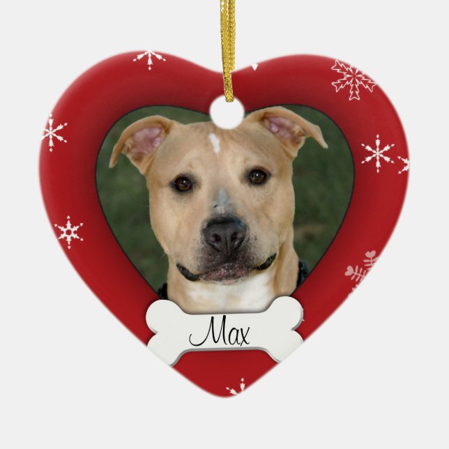 Personalized Dog Photo Holiday Ornament (Front)
