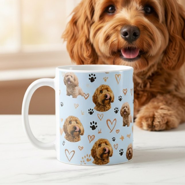 Personalized Dog Photo Light Blue Custom Pet Coffee Mug (Creator Uploaded)