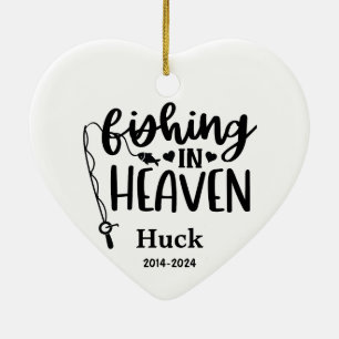 Personalized Dog Photo Memorial-Fishing in Heaven Ceramic Ornament