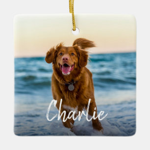 Personalized Dog Photo Name Ceramic Ornament