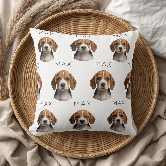 Personalized Dog Photo & Name Pattern Throw Pillow (Creator Uploaded)