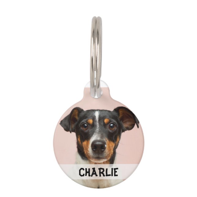 Personalized dog photo name phone number pet tag (Front)