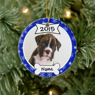 Personalized Dog Photo Ornament in Blue