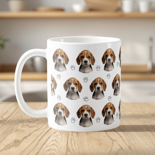 Personalized Dog Photo Paw Pattern Coffee Mug
