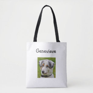 Personalized Dog Photo Paw Print Tote Bag