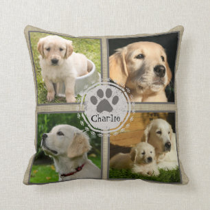 Personalized Dog Photo Pillow 4 Photos and Name