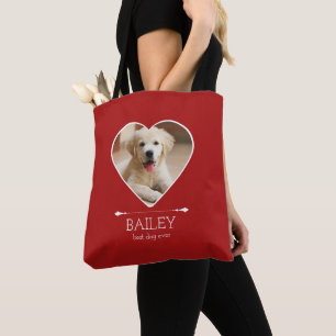 Personalized Dog Photo Red Tote Bag