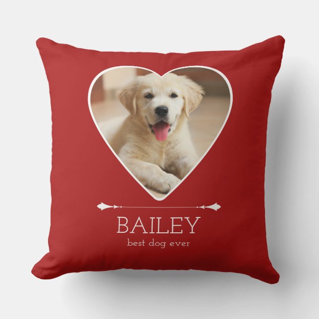 Personalized Dog Photo Throw Pillow (Front)