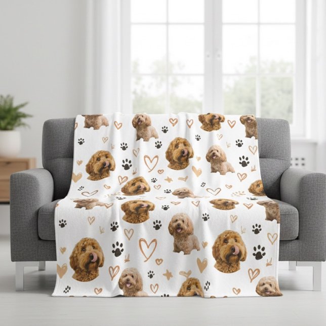 Personalized Dog Photo Valentine Custom  Fleece Blanket (Creator Uploaded)