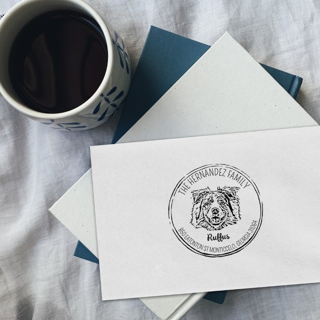 Personalized Dog Photo with Return Address Rubber Stamp (Creator Uploaded)